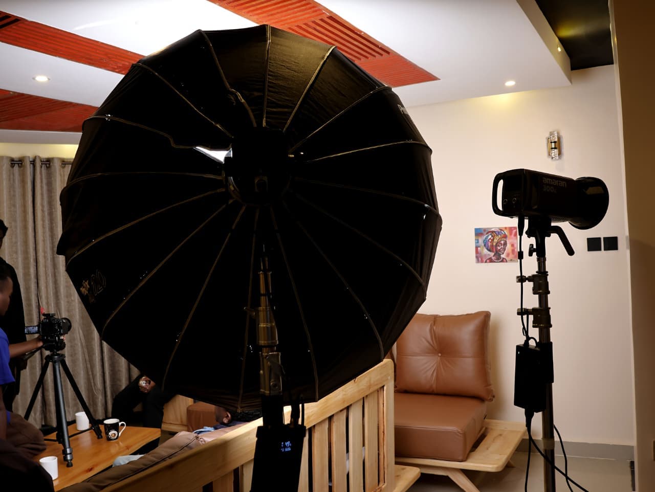 A commercial set prepared for a brand campaign shoot